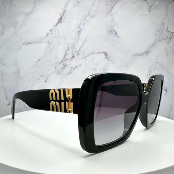 New MIU MIU Sunglasses Black Square Gold Full Rim 56mm MIU MIU - Picture 9 of 14